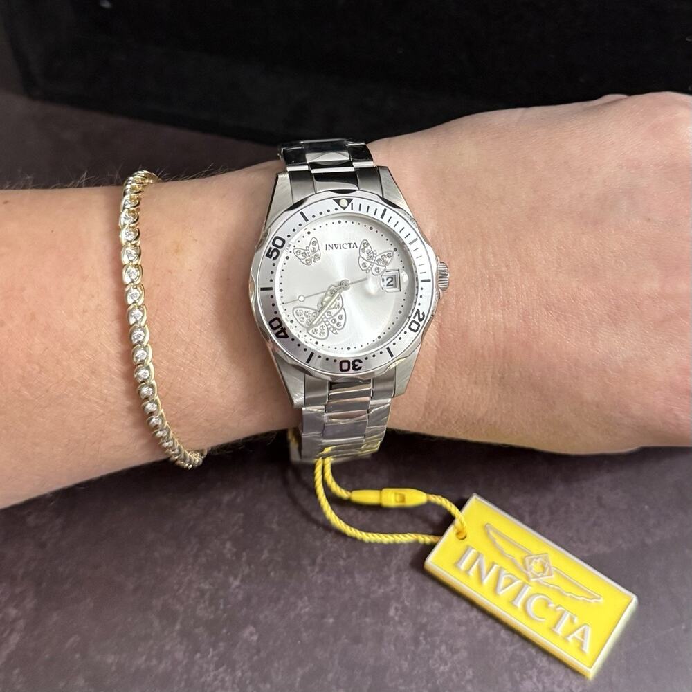INVICTA ANGEL Women's Watch- Butterfly Dial 🦋, 38mm, Silver (12503) NEW IN BOX
